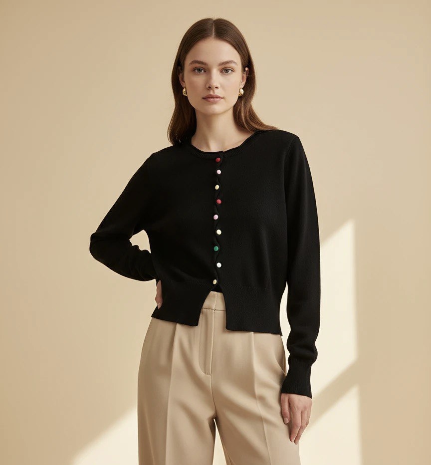 بافت گپ جلو دکمه دار وارداتی__فری سایز (۳۶تا ۴۰)