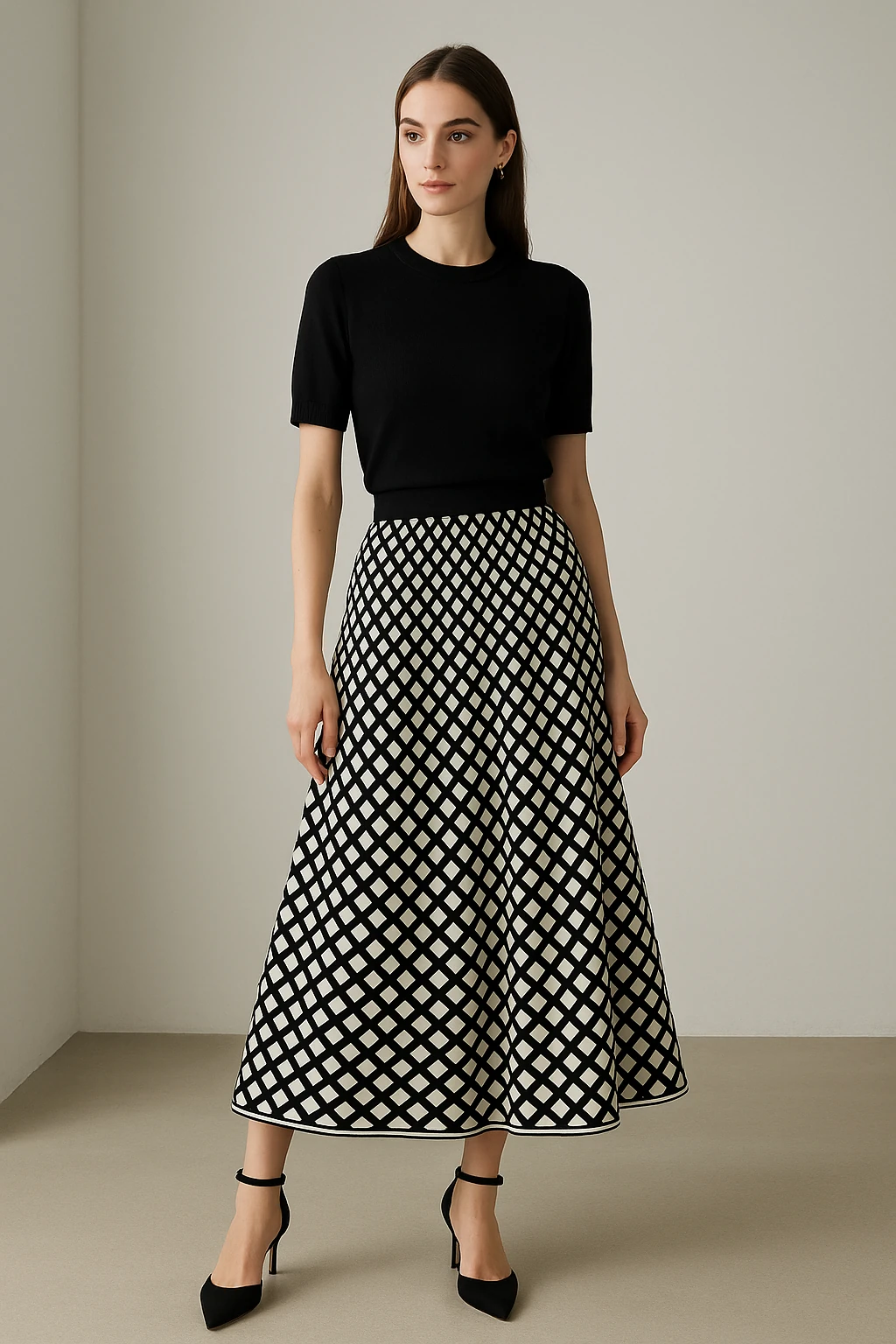 دامن بافت طرح لوزی وارداتی__فری سایز(۳۶ تا۴۲)