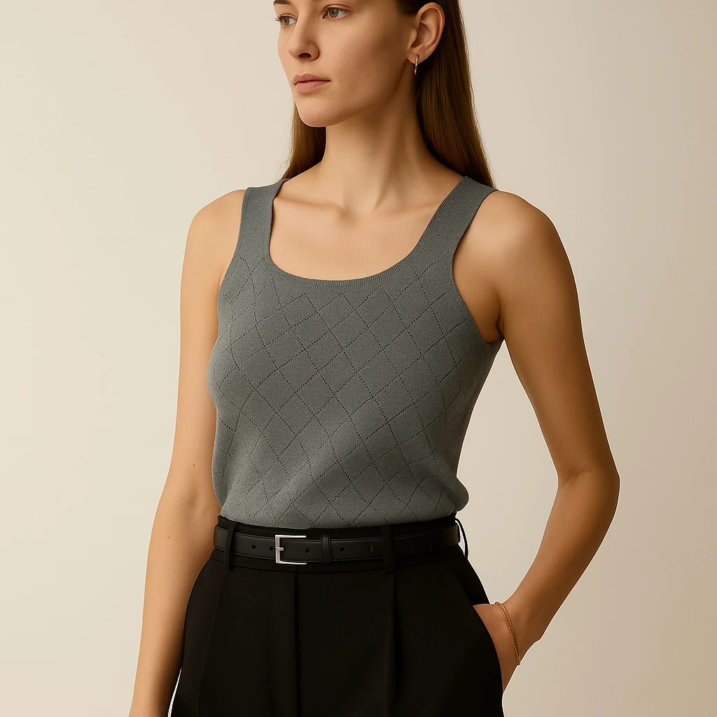 تاپ بافت طرح لوزی فری سایز(۳۶ تا ۴۲)